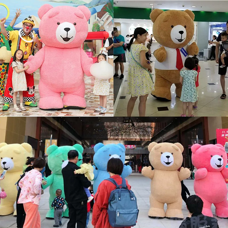 3M Inflatable Bear Mascot Costume Suitable for Adults 150-200cm Kawaii Teddy Bear Quick Inflatable Cosplay Set