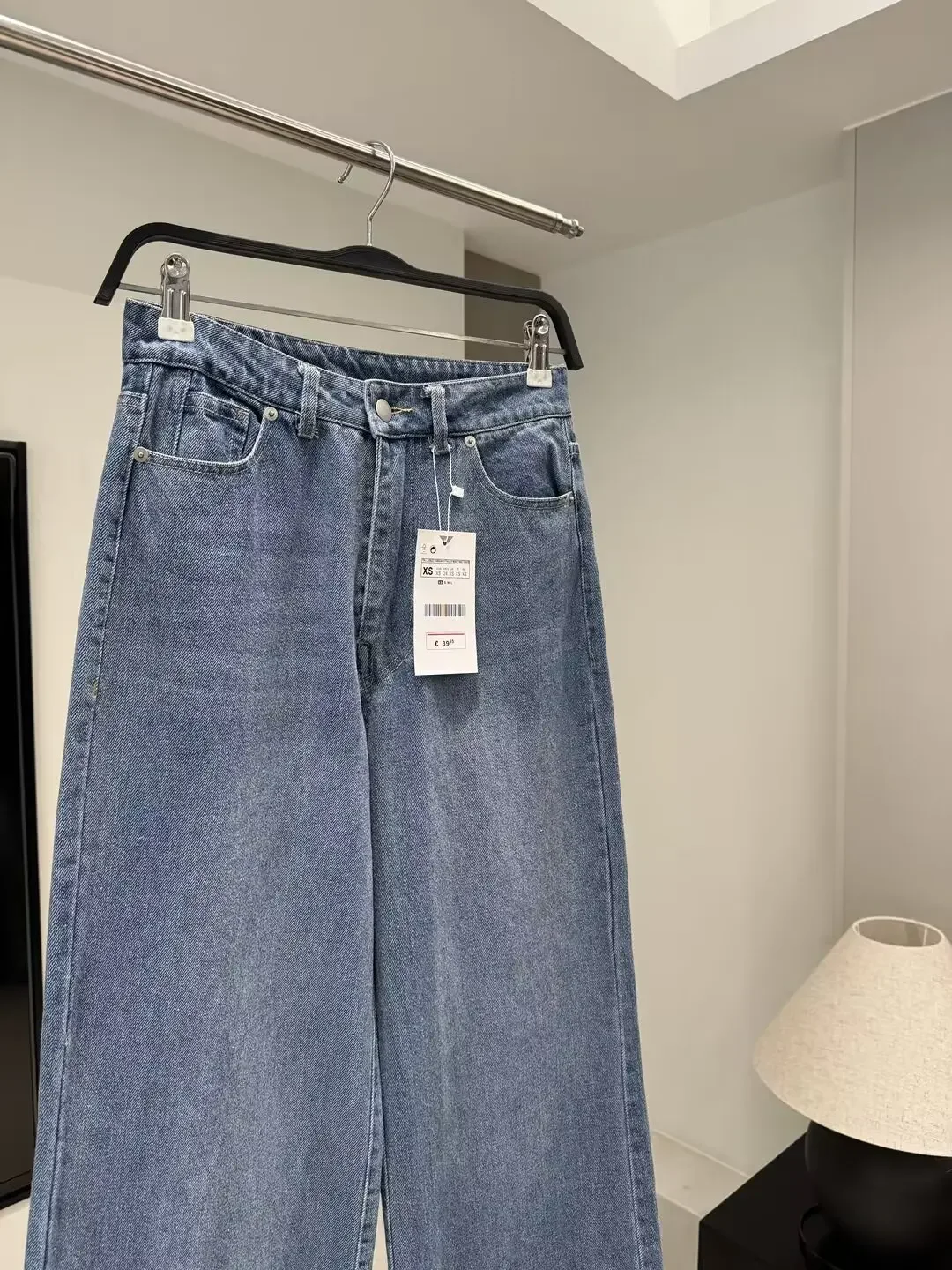 Jeans reto de cintura alta feminino com zíper, calça jeans feminina, vintage, moda chique, novo, 2024