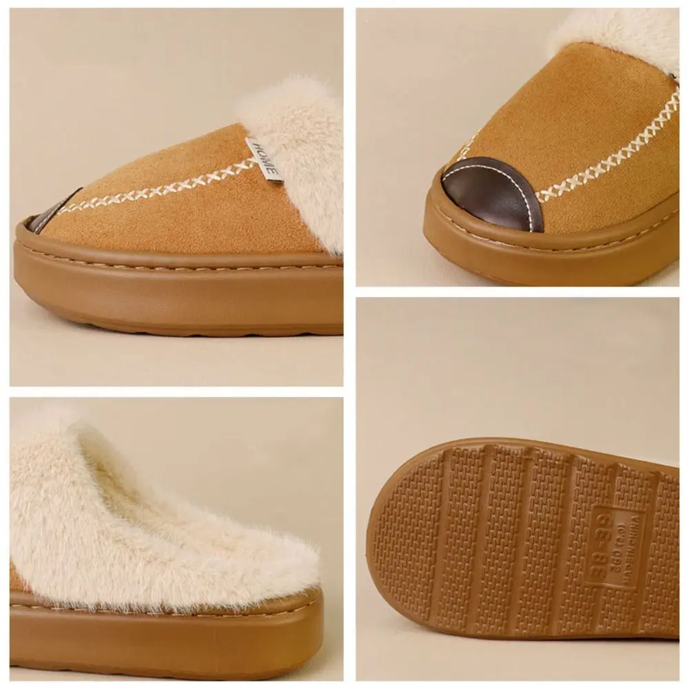 سميكة وحيد فروي النعال الحراري رقيق Homewear أحذية الشتاء شبشب منزل زوجين النعال المنزل المضادة للانزلاق أفخم نعال تدفئة