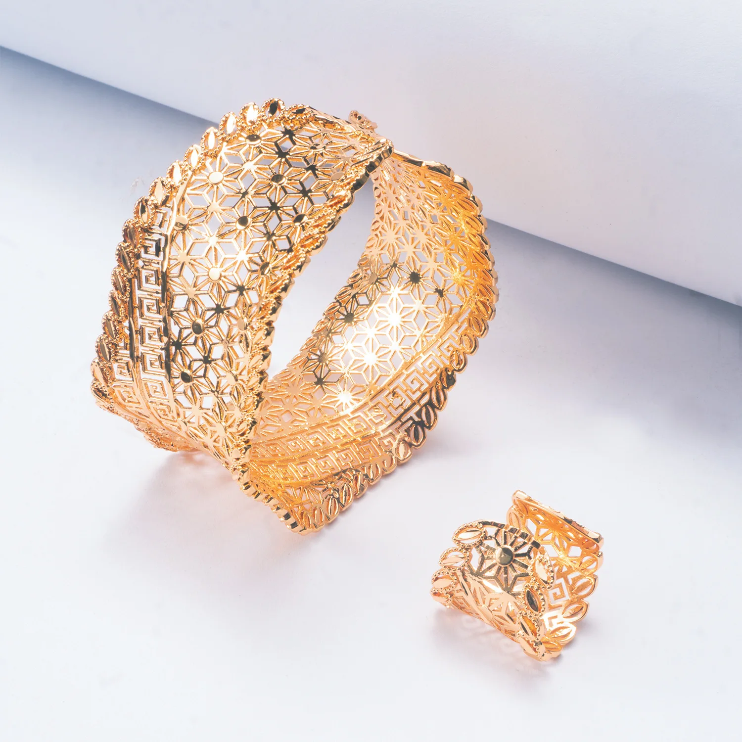 9999 gold bracelet set of durable emerald non-fading rings for fashionable European-style weddings, women's large bracelets,