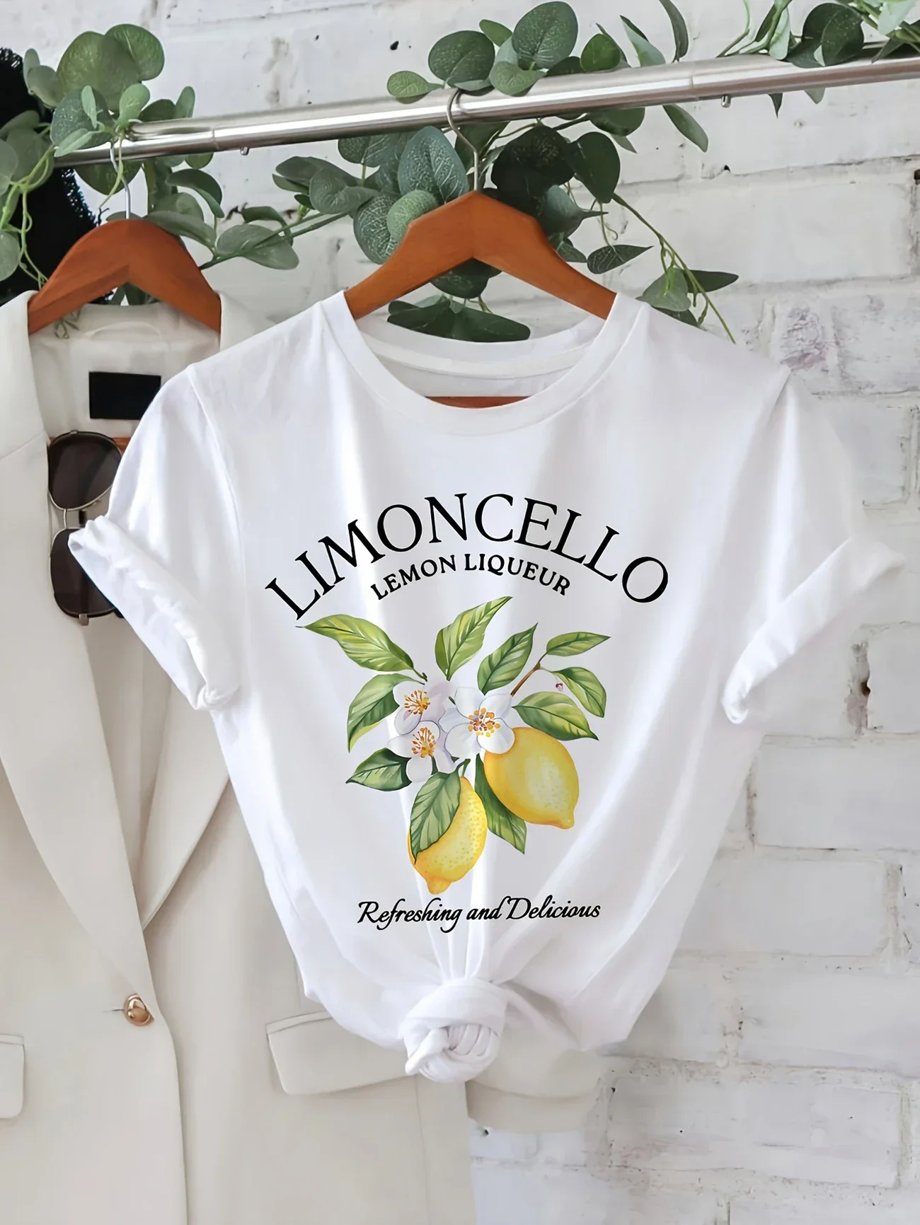 Vintage mignon citron fruits t-shirt à manches courtes ample botanique t-shirt Cottagecore vêtements femmes rétro esthétique T-Shirts