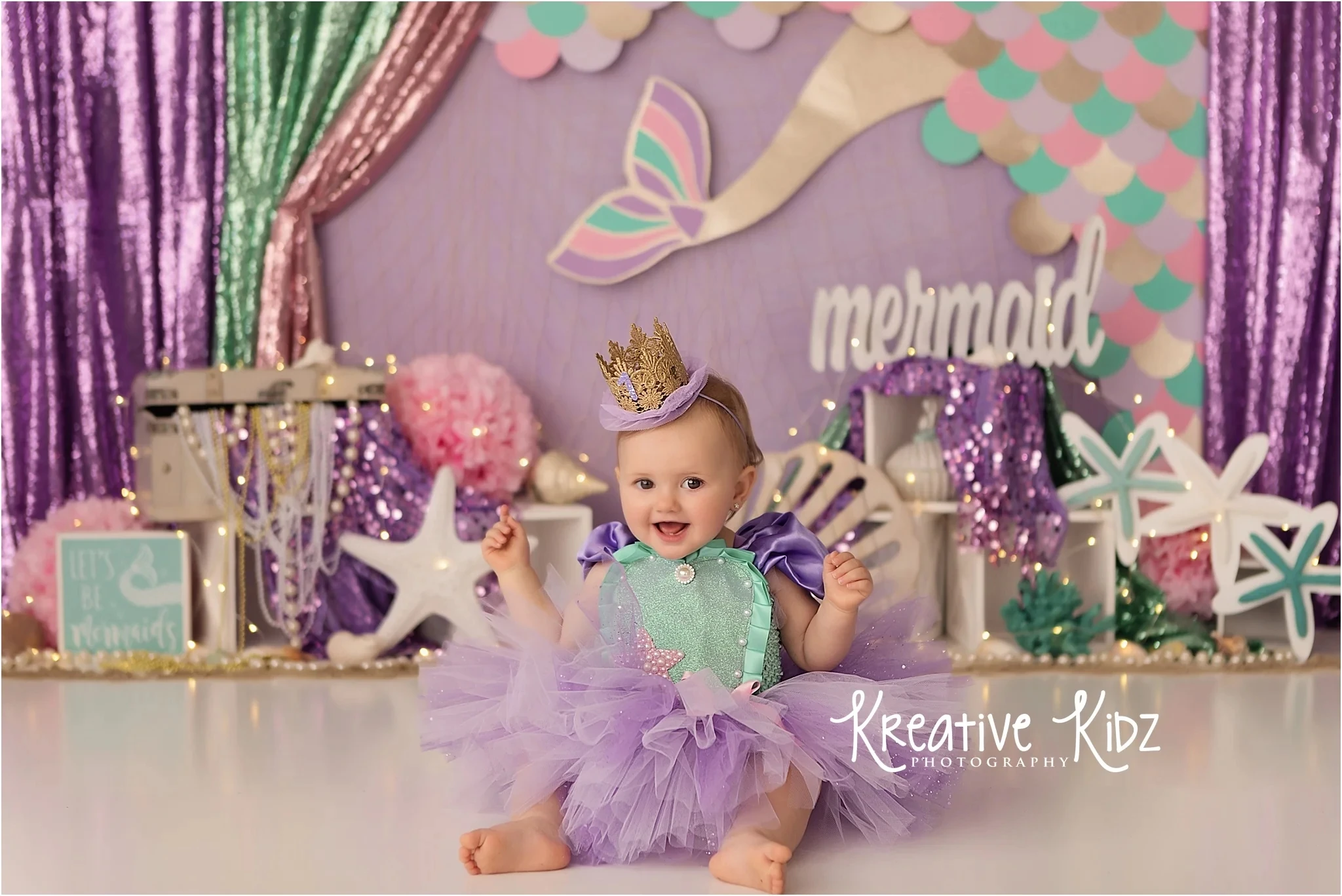 Under The Sea Fantasy World Purple Mermaid Photography Backdrop Girl Princess Birthday Cake Smash Background Photo Studio Props