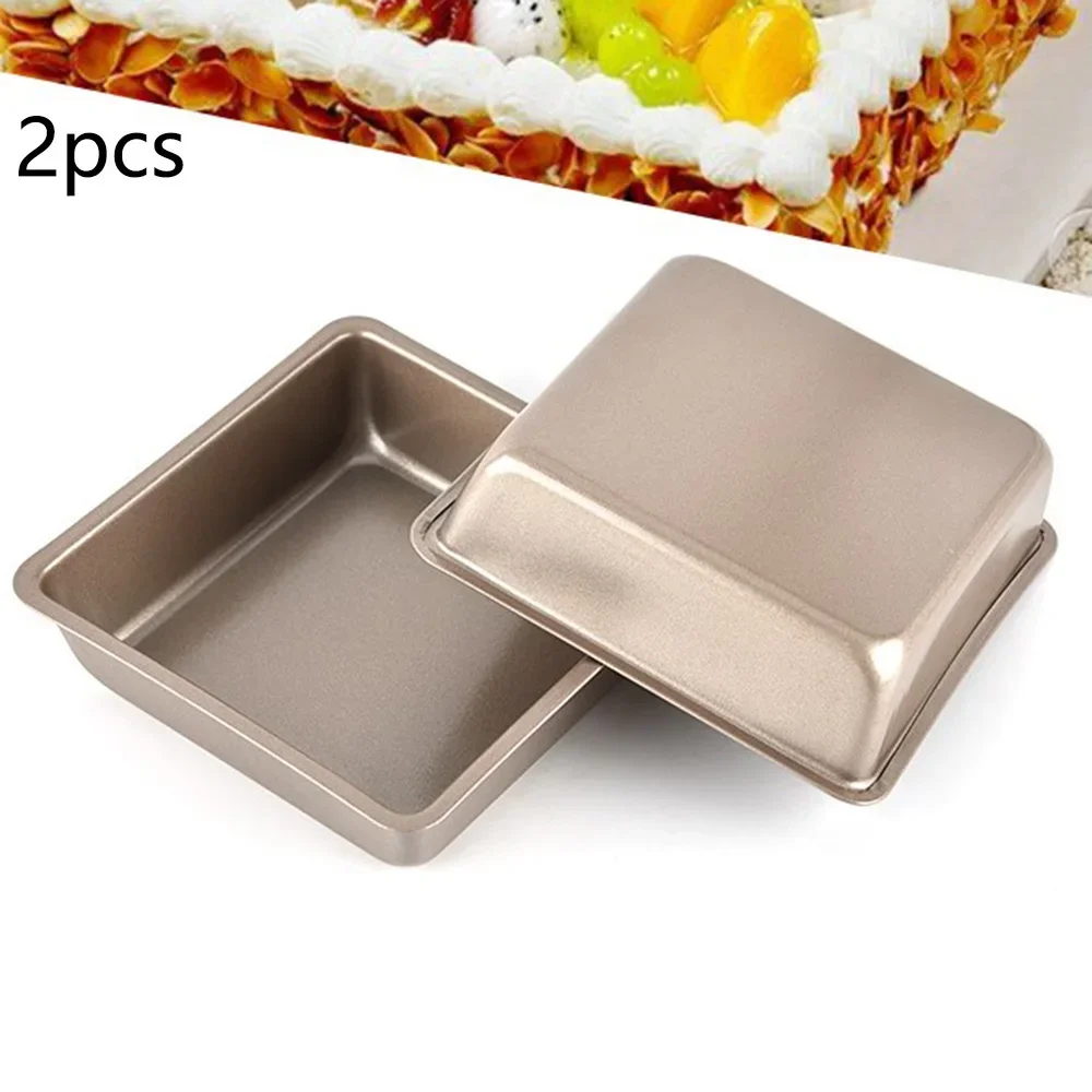 

2PCS 4inch Cake Moulds Non-Stick DIY Square Baking Pan Mold Kitchen Supply Bread Pan Toast Bread Mold Cake Tray Mould