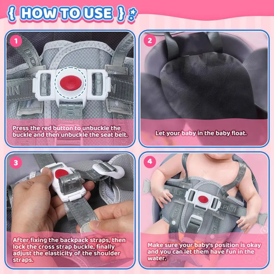 Swim Float with UV Protection Sunshade Infant Pool Float Add Tail for 324 Months