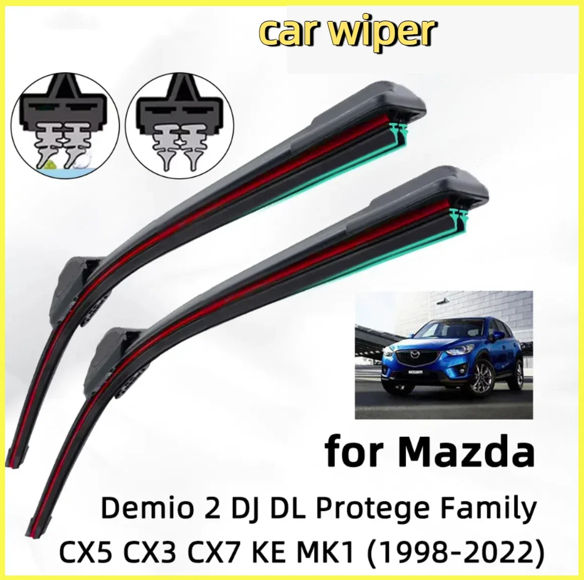

Double Rubber Car Wiper for Mazda CX3 KE CX Demio 2 DL Protege Family Front Wiper Blades Brushes Cutter Accessories Windscreen