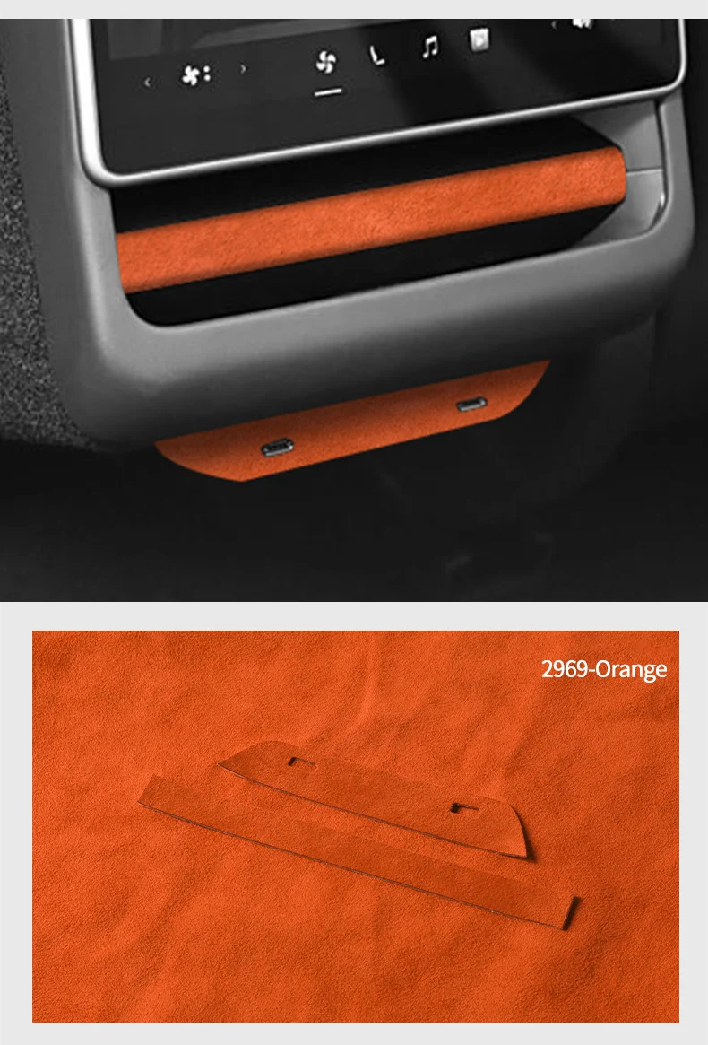 Für Tesla Model Y Juniper / Model 3 Highland aus Alcantara Hinterer Luftauslass-Zierleiste Aufkleber Auto-Innenausstattung Tuning-Zubehör – Detail 9