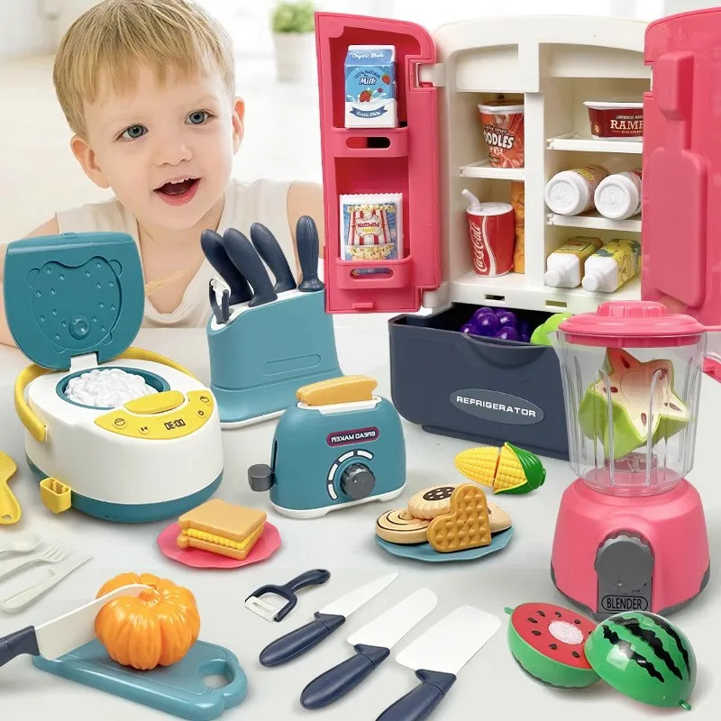 Kinderen spelen huis keuken koken speelgoed baby gesneden fruit groenten koken volledige set jongens en meisjes simulatie keukengerei speelgoed