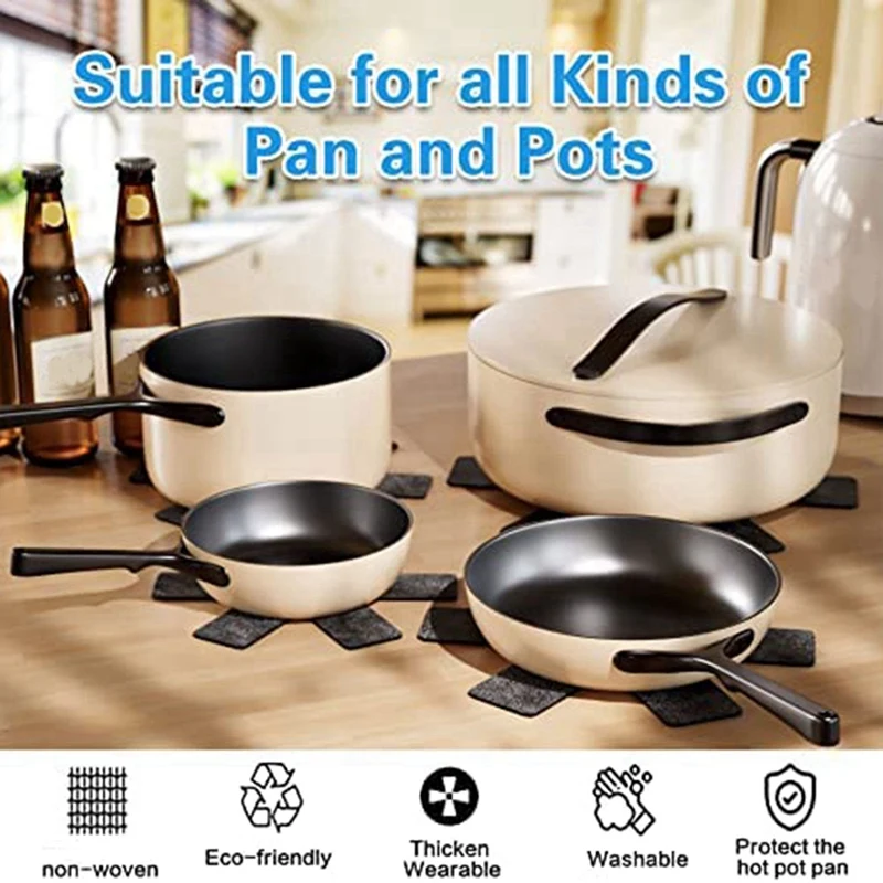 20 Pot Pan Protectors, 5 Sizes Of Gray Felt Pan And Pan Separator Pads, Non-Slip Pan Divider Pads