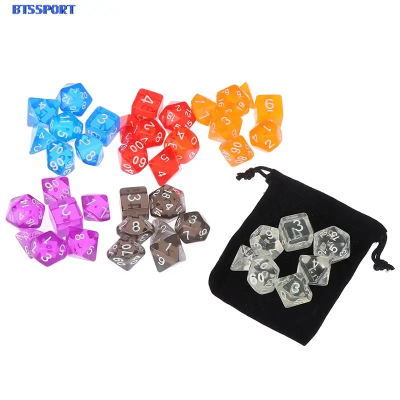 7pcs/set DnD Polyhedral Dice Set for Tabletop Games RPG MTG D4 D6 D8 D10 D% D12 D20 6Colors for Choose