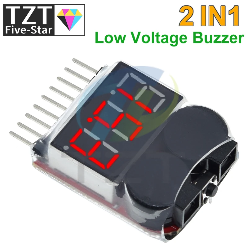 TZT 1-8S Lipo/Li-ion/Fe RC helicopter airplane boat etc Battery Voltage 2 IN1 Tester Low Voltage Buzzer Alarm