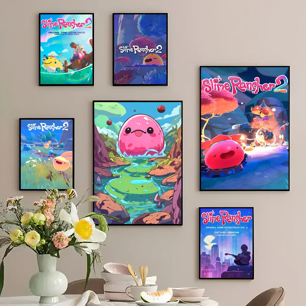 Game S-Slime Rancher Self-adhesive Art Poster Decoracion Painting Wall Art White Kraft Paper Home Decor