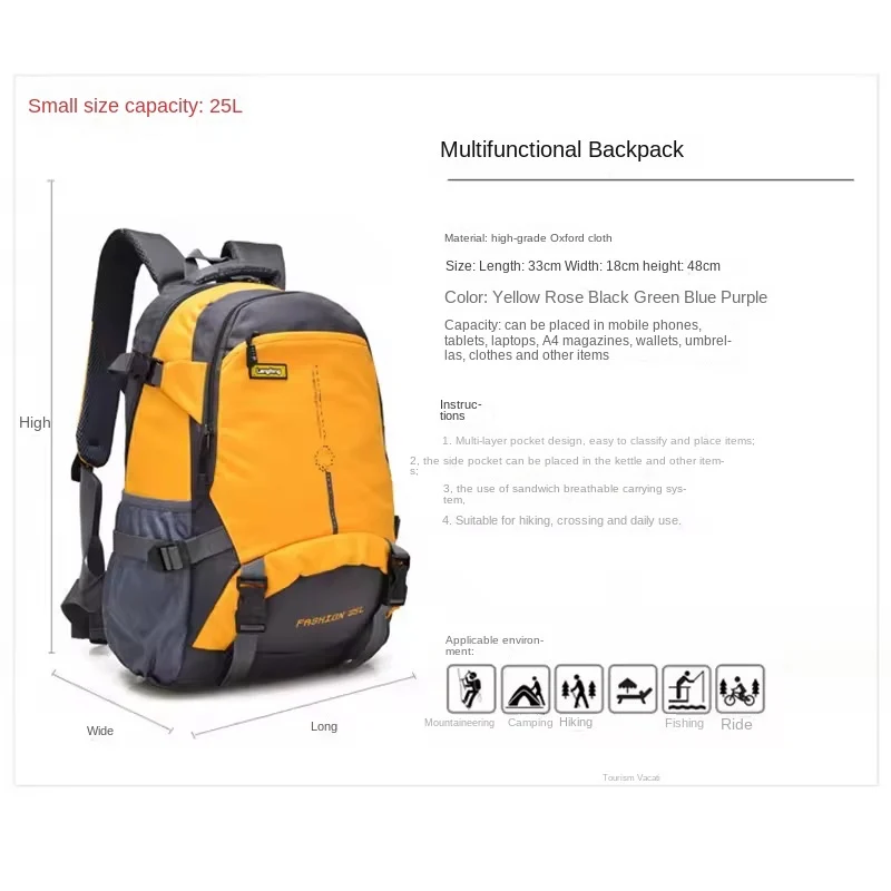 25L 45L Lightweight Outdoor Hiking Sports Backpack Multifunction Waterproof Camping Travel Climbing Bag Nylon Rucksack Back Pack