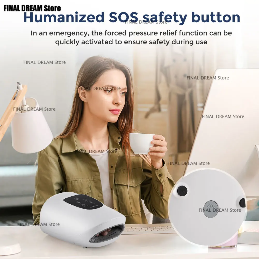 Wireless Electric Hand Massager Air Compression Hot Compress Palm Acupoint Massager Finger Arthritis Numbness Muscle Relaxation