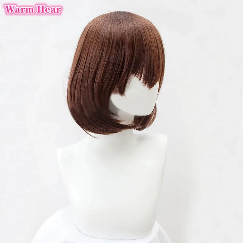 Jogo undertale chara frisk peruca curta marrom bob resistente ao calor perucas cosplay de cabelo sintético + um boné de peruca