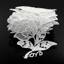 1Yard White Black Flower Embroidery Lace Fabric Trim DIY Sewing Applique Guipure Craft Decor