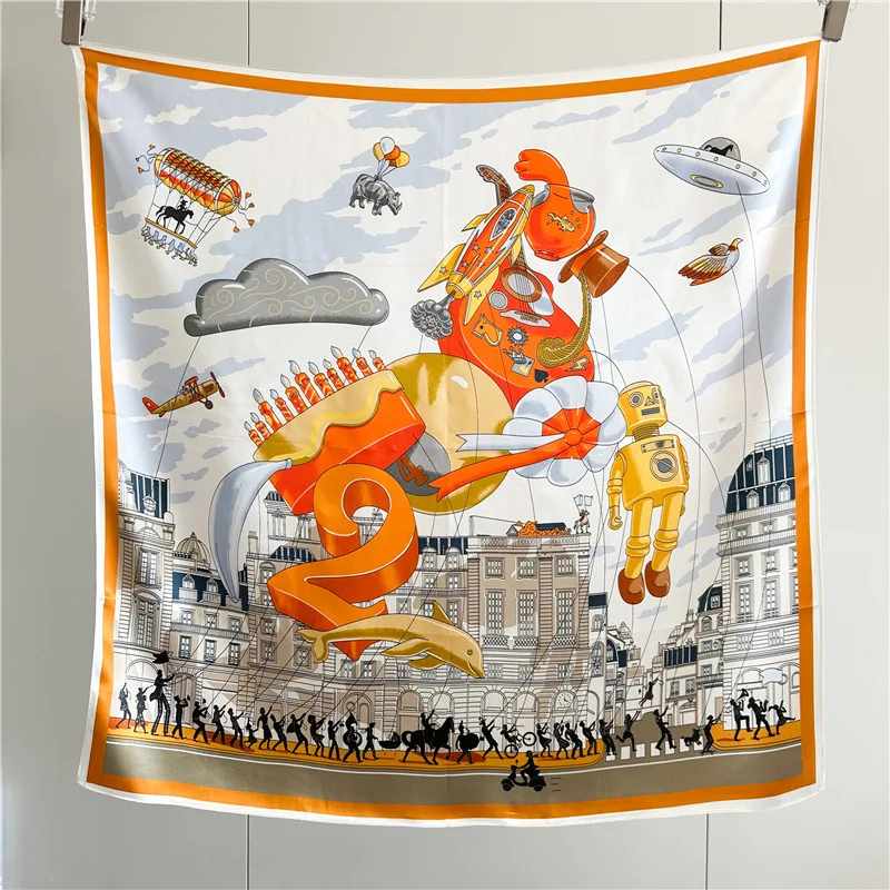 Soft Silk Scarf 90CM Women Mulberry Silk Bandana Luxury Designer Neck Clothing Accessories Foulards Femme 90cm