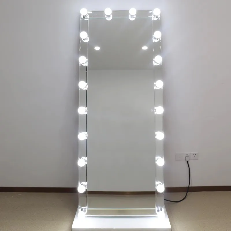 Trendy Hollywood light mirror full length mirror dressing LED mirror with three colors Dimming  lights