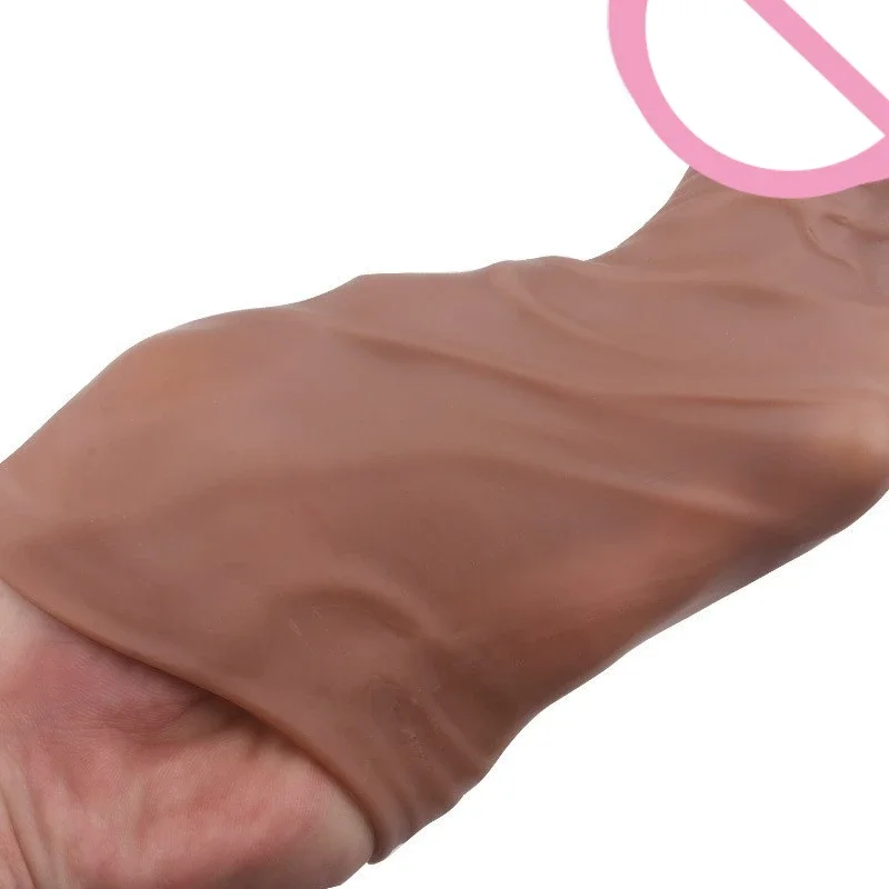 20CM Realistic Penis Sleeve Extender Reusable Dildos Condom Delay Ejaculation Dick Enlargement Sex Toys for Men penis enlarger view 2