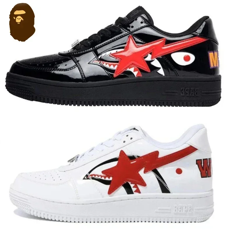 A BATHING APE Men and Women Low STA Shark Sports Sneakers Vibe BapeGoose Unisex Bapesta Outdoor Skateboarding Walking Shoes