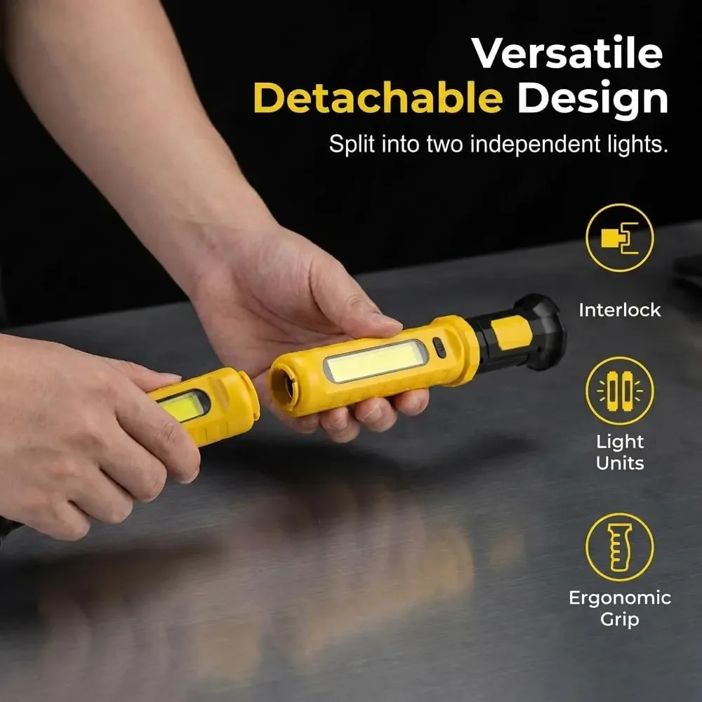 2-in-1 Multifunctional Magnetic Work Light Rechargeable LED Auto Repair Lamp Underhood Work Lamp Bar with Hook Outdoor Lighting view 3
