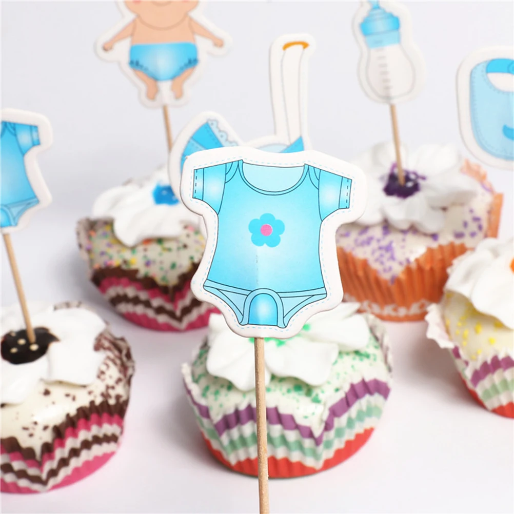 

20pcs Baby Stroller Cake Toppers Party Theme Cupcake Picks Decorations Fruit Picks Baby Shower Birthday Kids Party Cake