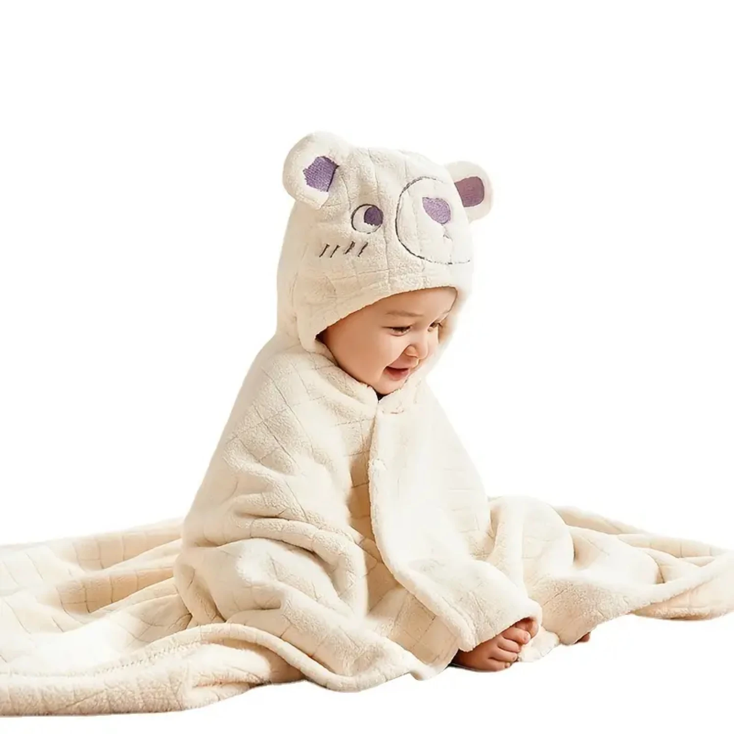 41*41 Inch / 105*105cm Children's Bathrobe Hooded Cloak, Baby Bath Soft Absorbent Bath Towel Blanket