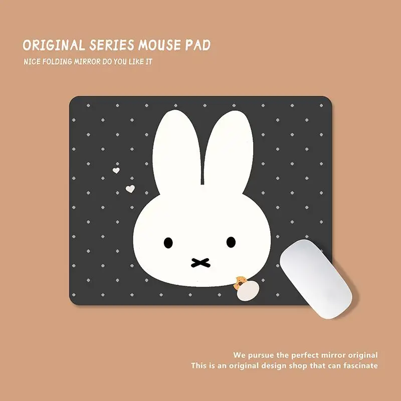 Polka dot Miffy rabbit cute medium mouse pad office laptop keyboard desk mat
