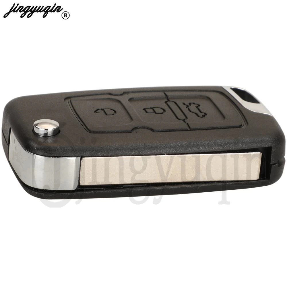 jingyuqin 3 Buttons Remote Flip Car Key Shell Case For Geely Emgrand Uncut Blade Fob Replacement