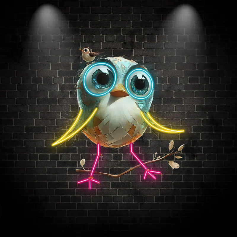 Adorable Bird Neon Light for Home Decor, Cartoon Style LED Wall Art with Bright Colors, Perfect for Children Room & Living Room