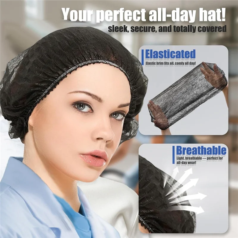 ABKO-200 Stück Einweg-Haarnetze – 21 Zoll – Bulk Bouffant Caps Vlies-Haarnetz für Lebensmittelservice, Krankenhäuser, Labore