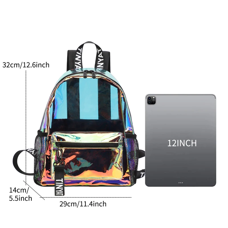 حقائب ظهر شفافة من مادة PVC من TINYAT للنساء، حقيبة مدرسية أنيقة مقاومة للماء لمهرجان الموسيقى، حقيبة ita لسهولة التفتيش أثناء السفر