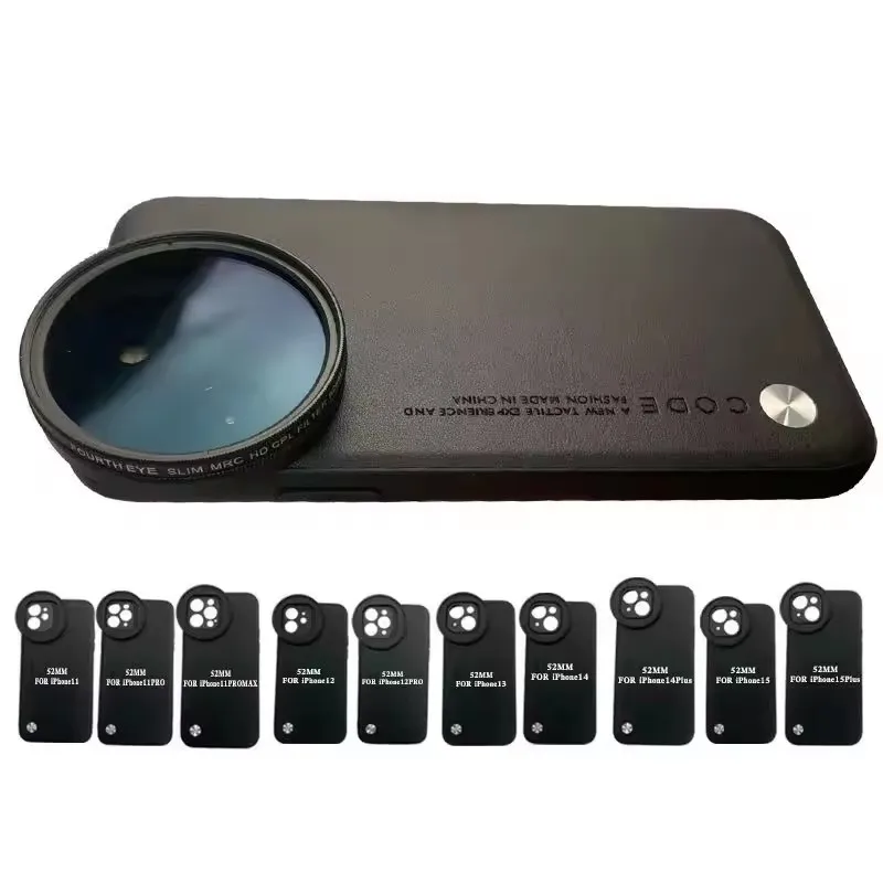 52MM Thread Interface Phone Case For iPhone 11 12 13 14 15 Plus Filter Ring Adapter Phone Case For Universal CPL UV FLD Filter