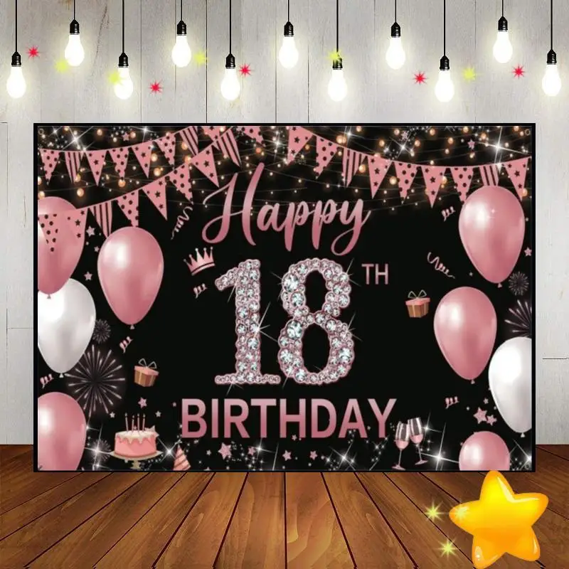 Happy 18th Birthday Game Background Girl Invitation Red Hotwheels Sweet Photography Vintage Backdrop Banner Boy or Decoration