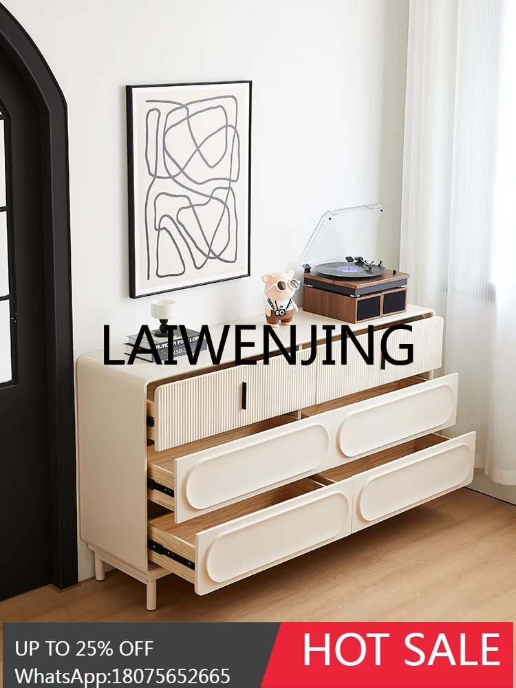 French Cream Style Chest of Six Drawers Modern Living Room Entrance Dining Side Wall Storage Bedroom Bed Front Cabinet