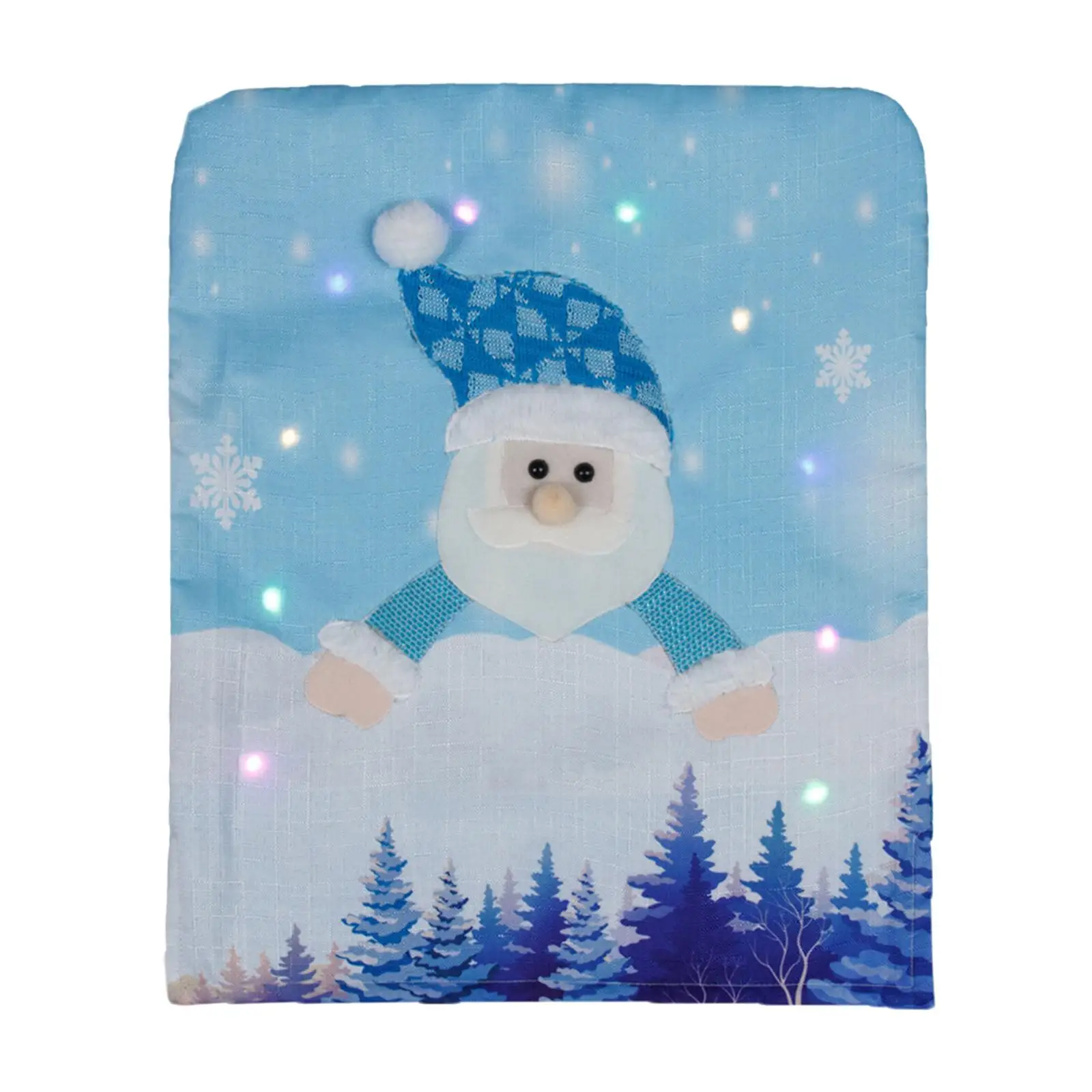 Holiday Chair Back Covers for Christmas Dinner Party Kitchen Decorations Santa Claus Snowman Design Linen Texture