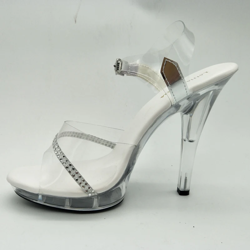 crystal 13CM Stripper Exotic Pole Dance Shoes transparent Women Platform Sandals Sexy Fetish club 5 Inch Bride Posing heels