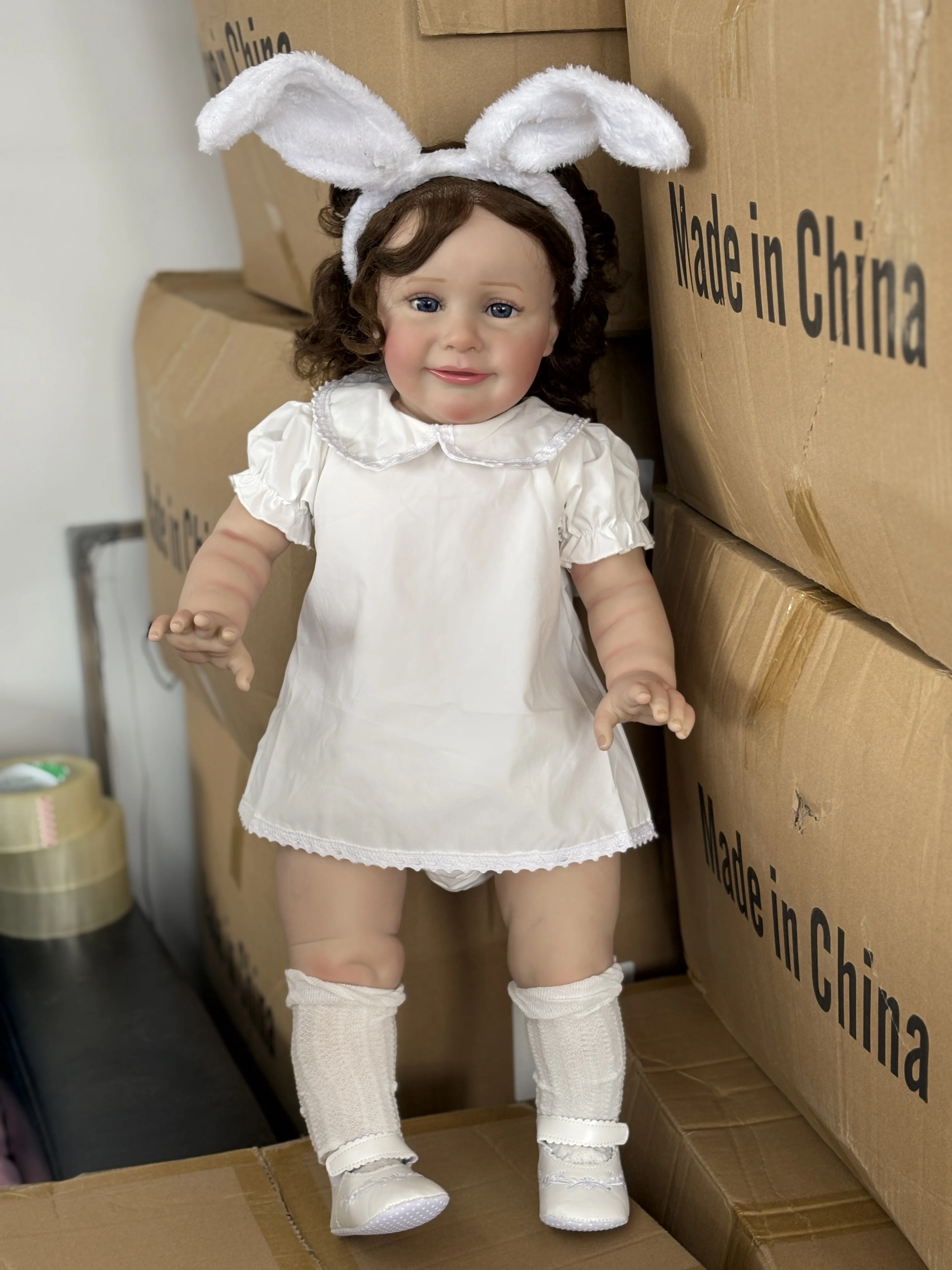 66CM Newborn Doll Huge Size Baby Girl Reborn Zoe Realistic Doll with 3D Skin Visbile Veins Lifelike Soft Touch Cuddly Baby Girl