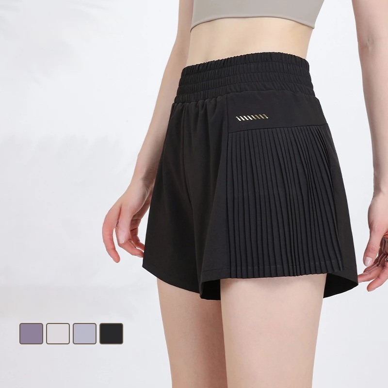 Women's Running Shorts with Pockets Quick Dry Yoga Gym Fitness Loose Wide Leg Biker Shorts Summer Inner Liner Tummy Control