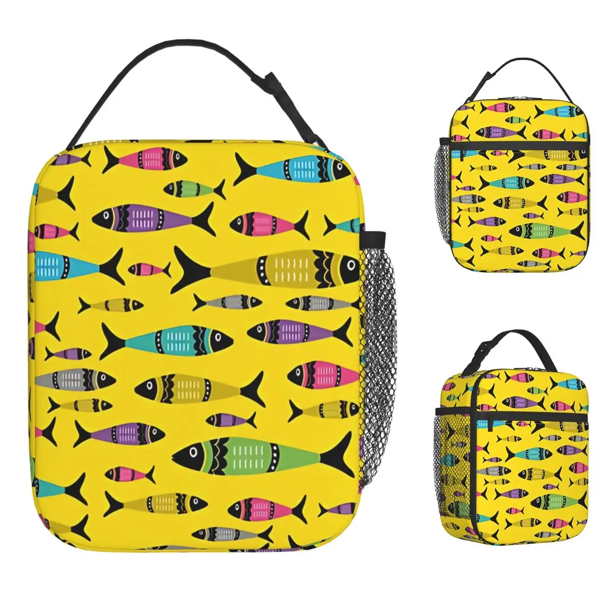 

Colorful Sardines Fish Lunch Bag Fashion Lunch Box Unisex Office Portable Insulated Cooler Bag Oxford Print Thermal Lunch Bags