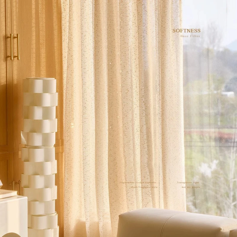 Romantic French Dreamy Little Fragrant Lace Custom Size Luxury Fashion Curtains for Living Dining Room Bedroom