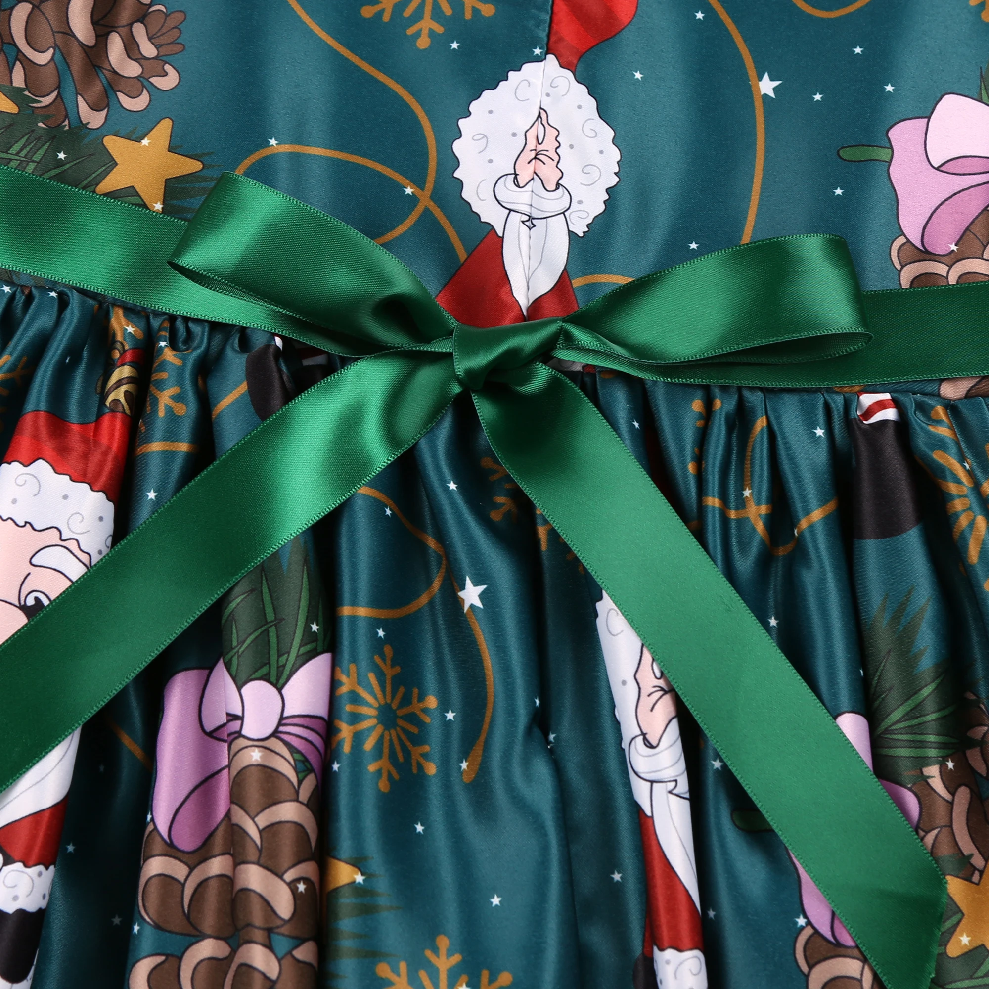 2026 Neues Mädchenkleid Weihnachtsmann Schneekleid Cartoon-Print Prinzessinnenkleid Weihnachtskostüm Ins – Detail 20