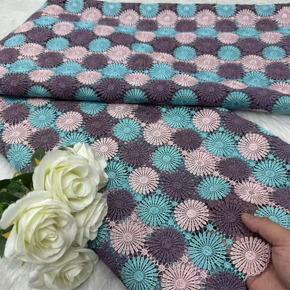 

High Quality African Lace Fabric With Water Soluble 2025 Newest Embroidery Lace For Sewing Nigeria Party Wedding Dresses Hm31-1