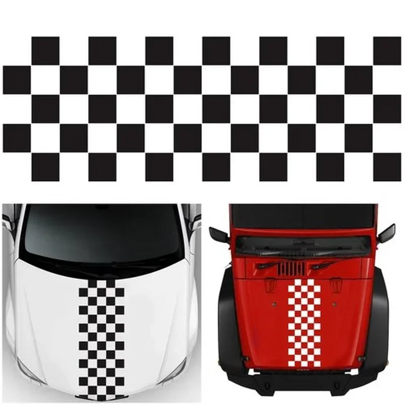 

Car Covers Vinyl Racing Sports Decal Head Sticker Stripe Plaid Pattern Car Decal Accessories
