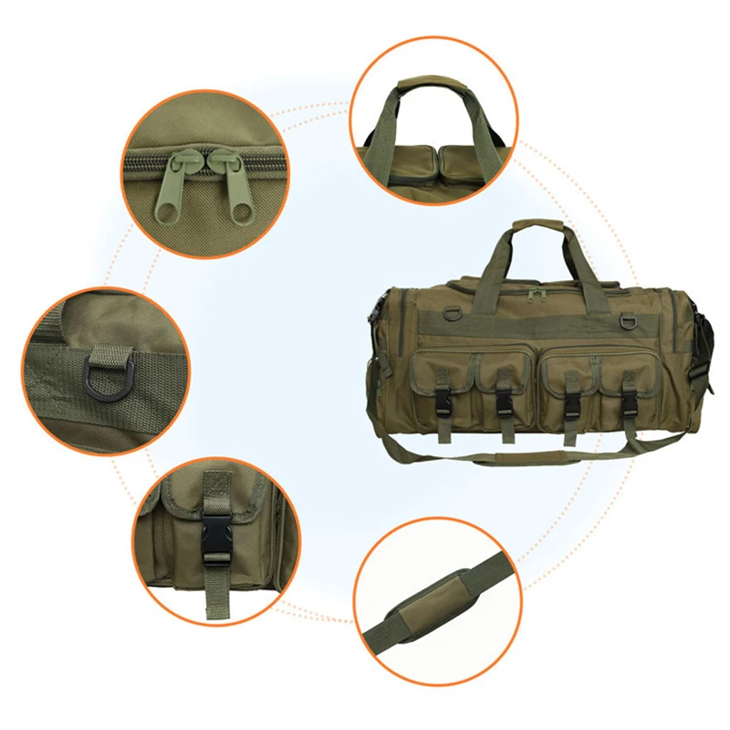 50L Tactical Bag Men\'s Travel Handbag Large Capacity Camping Bag Camo CS Outdoor Sports Simulation Training Gear Shoulder Bags