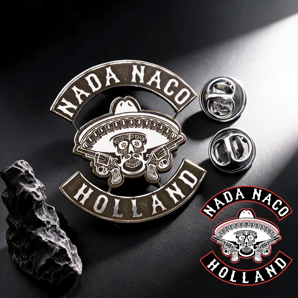 Image of Personalisierte Totenkopf-Logo-Brosche, individuell graviertes Bild-Abzeichen, Anstecknadel aus Edelstahl, Schmucknadeln, Jubiläumsgeschenk für Männer.