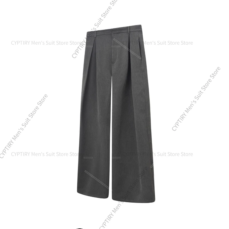 American Style Three-dimensional Business Casual Silhouette Pleated Trousers Men 2026 Spring Autumn Cleanfit Loose Draping Long