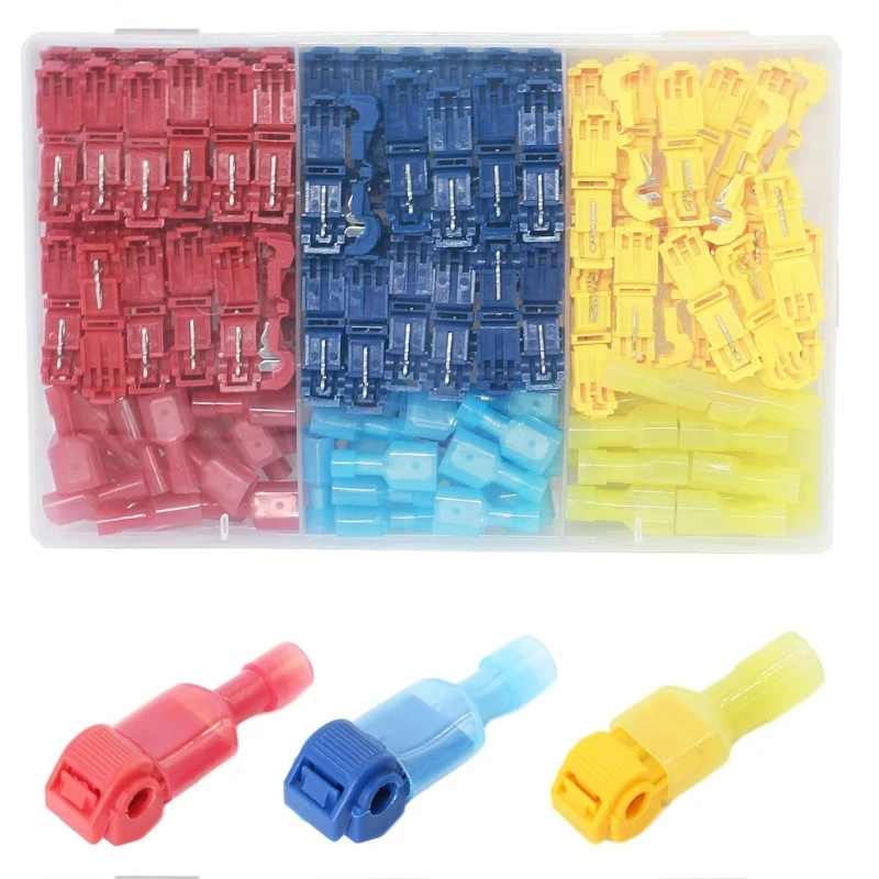 144Pcs T Tap Wire Connectors Quick Splices Wire Terminals Self-Stripping Quick Splices Electrical Wire Terminals Enduring