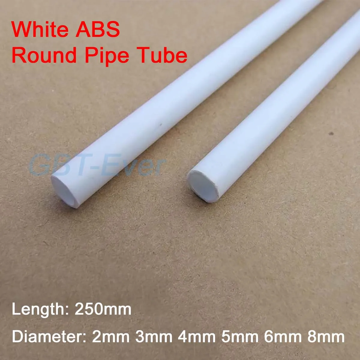 

5Pcs White ABS Round Plastic Pipe Tube Hollow Pipe Dia 2mm 3mm 4mm 5mm 6mm 8mm Length 250mm for Building Structure Model