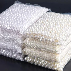 Bright ABS Imitation Pearl round Straight Hole Pure White Pearl DIY Beaded Beads Jewelry
