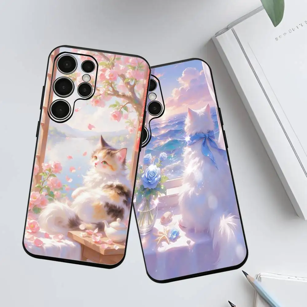 

Cut cat Silicone Case For Samsung Galaxy S 25,24,23,22,21,20 Plus Ultra 5G Lite Shockproof Cover